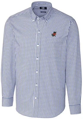 Cutter and Buck Florida Gators Mens Blue Vault Easy Care Gingham Long Sleeve Dress Shirt