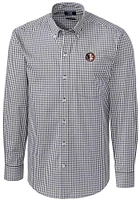 Cutter and Buck Florida State Seminoles Mens Charcoal Vault Easy Care Gingham Long Sleeve Dress Sh..