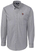Cutter and Buck LSU Tigers Mens Charcoal Easy Care Gingham Design Long Sleeve Dress Shirt