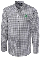 Cutter and Buck Marshall Thundering Herd Mens Charcoal Easy Care Gingham Long Sleeve Dress Shirt