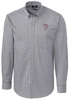 Cutter and Buck Mississippi State Bulldogs Mens Charcoal Vault Easy Care Gingham Long Sleeve Dress..