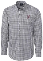 Cutter and Buck Mississippi State Bulldogs Mens Charcoal Vault Easy Care Gingham Long Sleeve Dress..