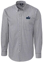 Cutter and Buck Old Dominion Monarchs Mens Charcoal Easy Care Gingham Long Sleeve Dress Shirt