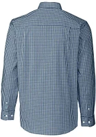 Cutter and Buck Old Dominion Monarchs Mens Navy Blue Easy Care Gingham Long Sleeve Dress Shirt