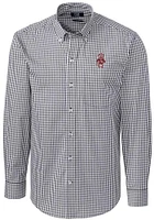 Cutter and Buck Washington State Cougars Mens Charcoal Vault Easy Care Gingham Long Sleeve Dress S..