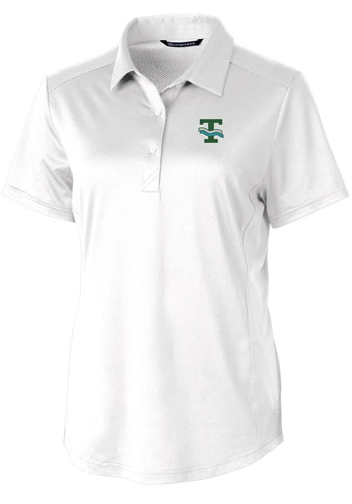 Cutter and Buck Tulane Green Wave Womens White Vault Prospect Textured Short Sleeve Polo Shirt