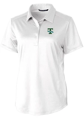 Cutter and Buck Tulane Green Wave Womens White Vault Prospect Textured Short Sleeve Polo Shirt