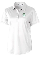 Cutter and Buck Tulane Green Wave Womens White Vault Prospect Textured Short Sleeve Polo Shirt