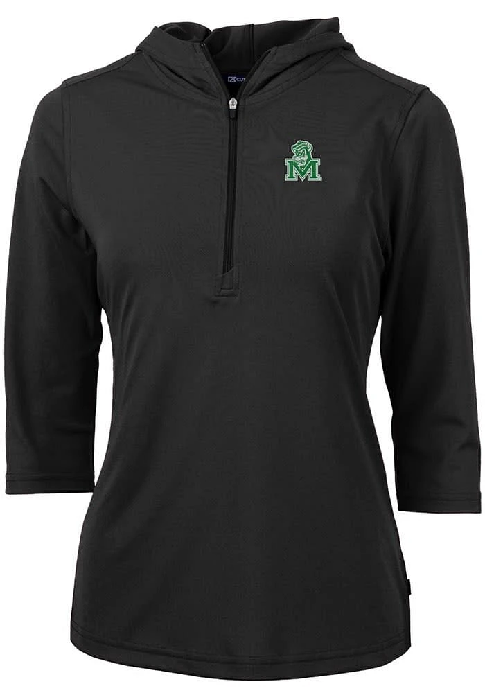 Cutter and Buck Marshall Thundering Herd Womens Vault Virtue Eco Pique Hooded Sweatshirt