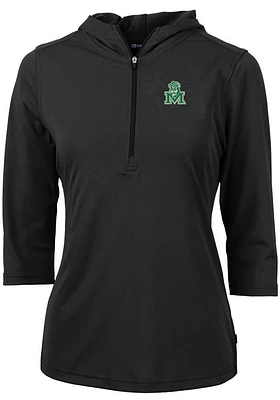 Cutter and Buck Marshall Thundering Herd Womens Vault Virtue Eco Pique Hooded Sweatshirt