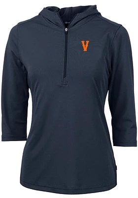 Cutter and Buck Virginia Cavaliers Womens Navy Blue Vault Virtue Eco Pique Hooded Sweatshirt
