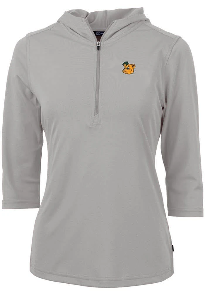 Cutter and Buck Baylor Bears Womens Grey Vault Virtue Eco Pique Hooded Sweatshirt