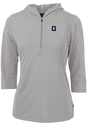 Cutter and Buck Georgetown Hoyas Womens Grey Vault Virtue Eco Pique Hooded Sweatshirt