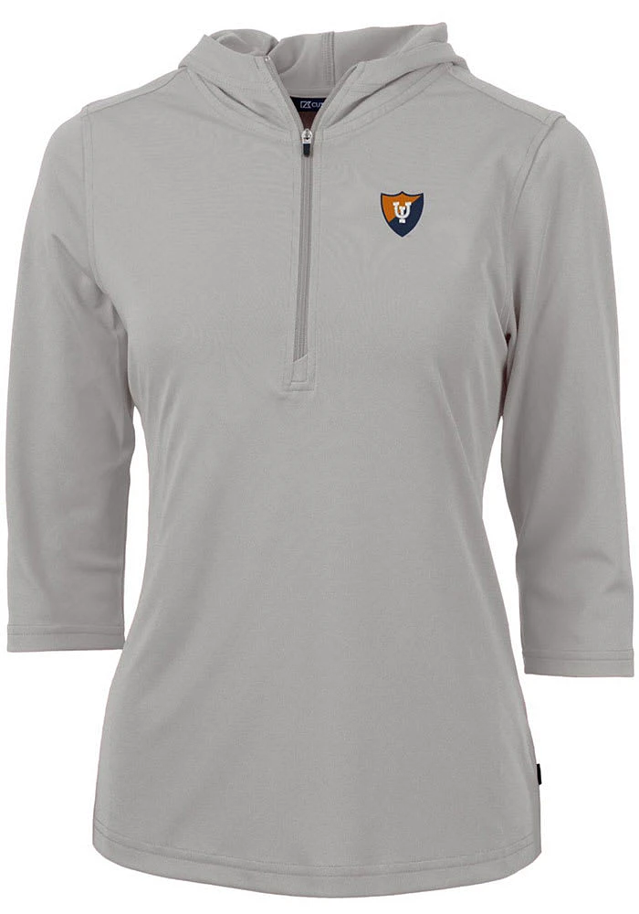 Cutter and Buck Illinois Fighting Illini Womens Grey Virtue Eco Pique Hooded Sweatshirt