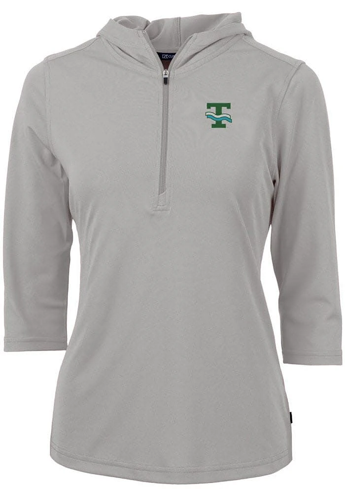 Cutter and Buck Tulane Green Wave Womens Vault Virtue Eco Pique Hooded Sweatshirt