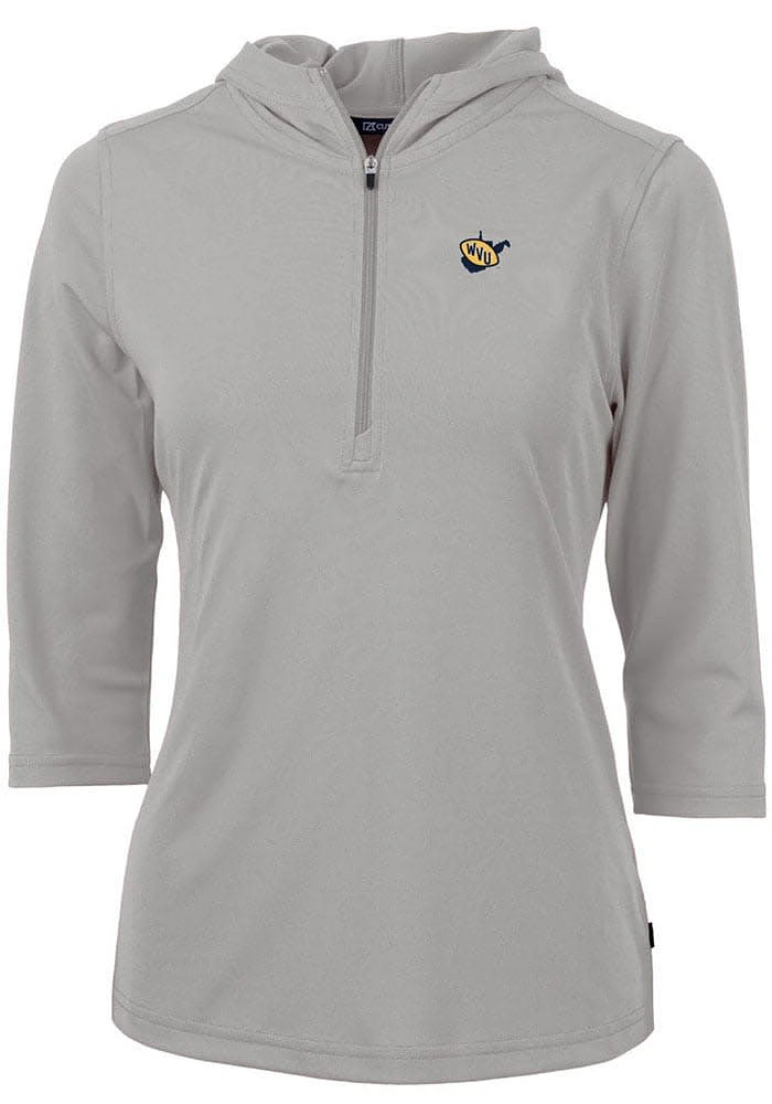 Cutter and Buck West Virginia Mountaineers Womens Vault Virtue Eco Pique Hooded Sweatshirt