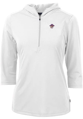 Cutter and Buck East Carolina Pirates Womens White Vault Virtue Eco Pique Hooded Sweatshirt