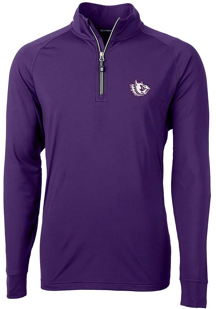 Cutter and Buck TCU Horned Frogs Mens Purple Adapt Stretch Long Sleeve Qtr Zip Pullover