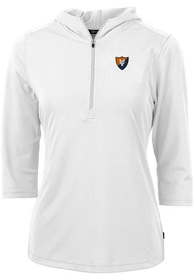Womens Illinois Fighting Illini White Cutter and Buck Vault Virtue Eco Pique Hooded Sweatshirt