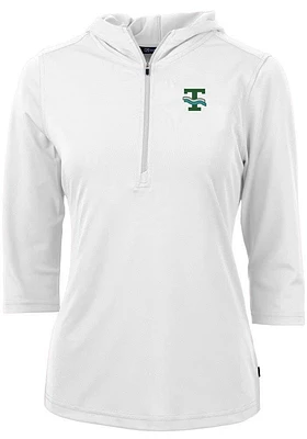 Cutter and Buck Tulane Green Wave Womens White Vault Virtue Eco Pique Hooded Sweatshirt