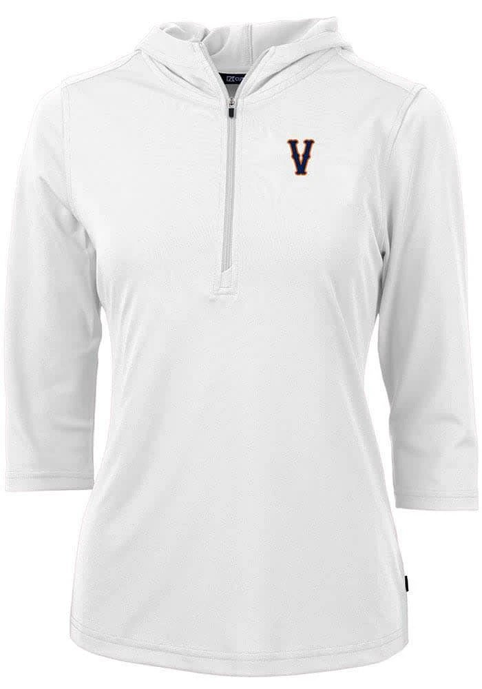 Cutter and Buck Virginia Cavaliers Womens White Vault Virtue Eco Pique Hooded Sweatshirt