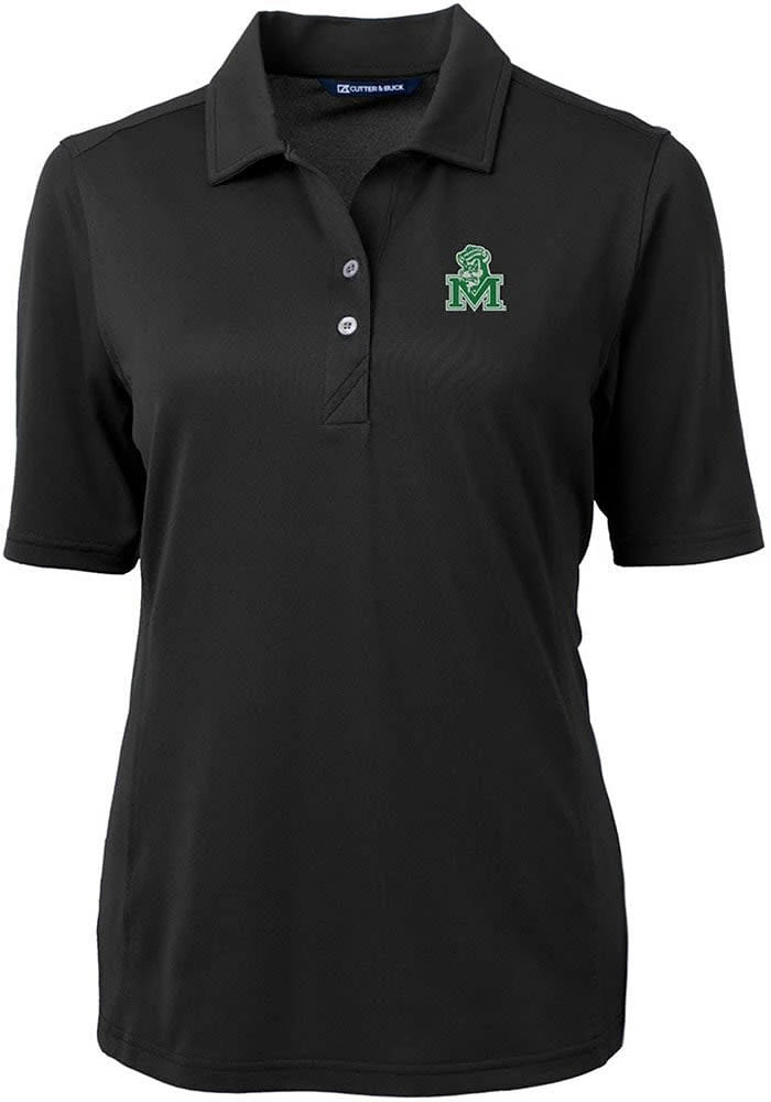 Cutter and Buck Marshall Thundering Herd Womens Vault Virtue Eco Pique Short Sleeve Polo S