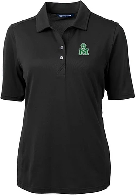 Cutter and Buck Marshall Thundering Herd Womens Vault Virtue Eco Pique Short Sleeve Polo S