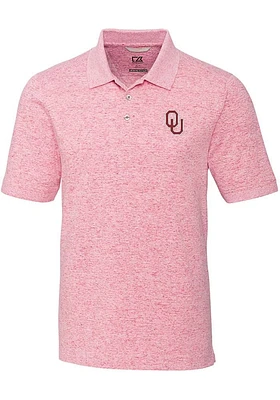 Cutter and Buck Oklahoma Sooners Mens Crimson Advantage Space Dye Short Sleeve Polo