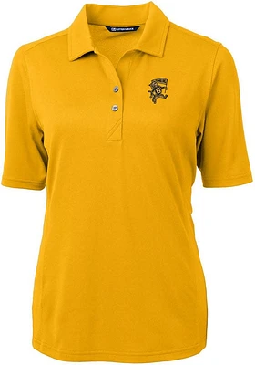 Cutter and Buck Grambling State Tigers Womens Gold Virtue Eco Pique Short Sleeve Polo Shirt