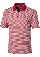 Cutter and Buck Oklahoma Sooners Mens Crimson Forge Tonal Stripe Short Sleeve Polo