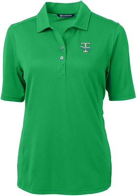 Cutter and Buck Tulane Green Wave Womens Kelly Virtue Eco Pique Short Sleeve Polo Shirt