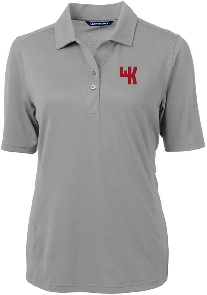 Cutter and Buck Western Kentucky Hilltoppers Womens Grey Virtue Eco Pique Short Sleeve Polo Shir..