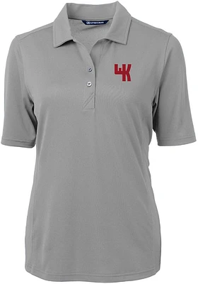 Cutter and Buck Western Kentucky Hilltoppers Womens Grey Virtue Eco Pique Short Sleeve Polo Shir..