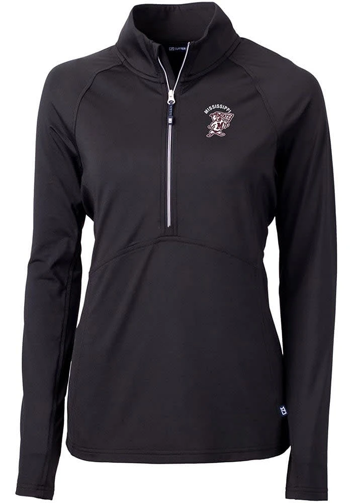 Cutter and Buck Mississippi State Bulldogs Womens Black Vault Adapt Eco Qtr Zip