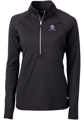 Womens Northwestern Wildcats Black Cutter and Buck Vault Adapt Eco Qtr Zip