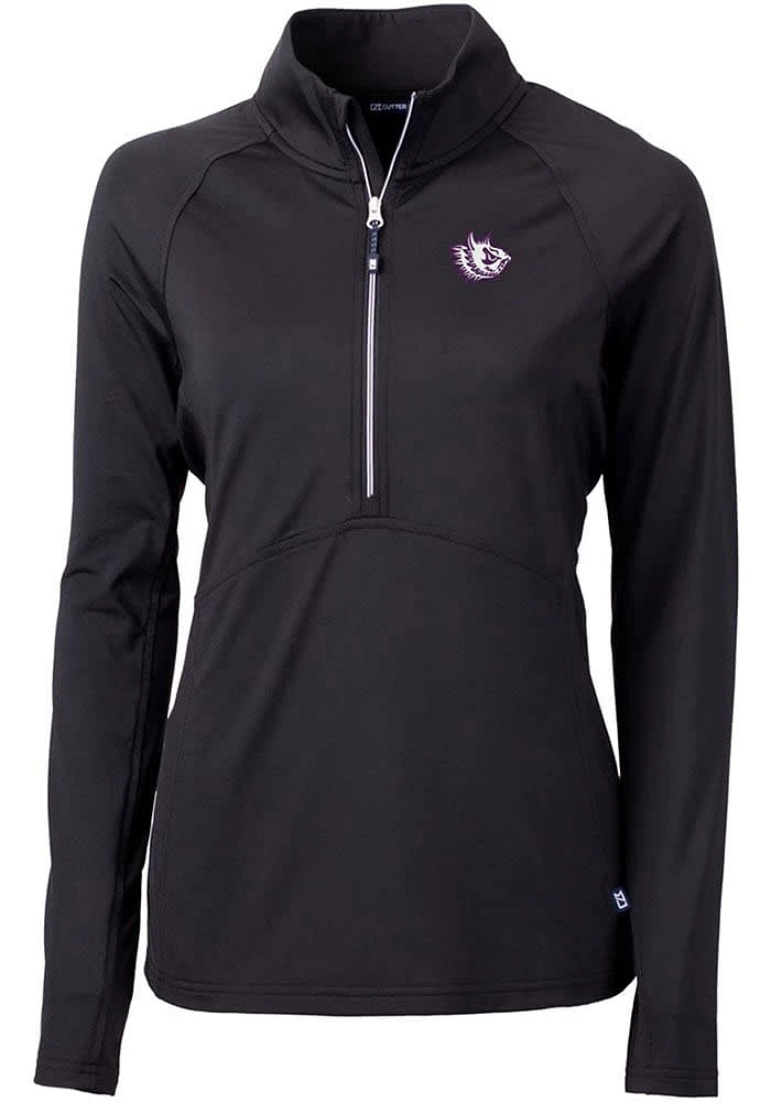 Cutter and Buck TCU Horned Frogs Womens Black Vault Adapt Eco Qtr Zip