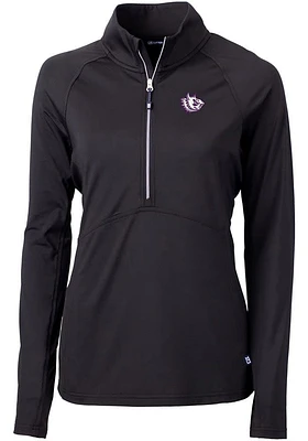 Cutter and Buck TCU Horned Frogs Womens Black Vault Adapt Eco Qtr Zip