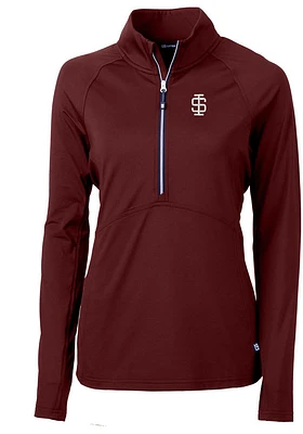 Cutter and Buck Southern Illinois Salukis Womens Red Adapt Eco Qtr Zip