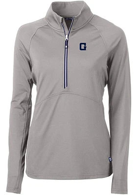 Cutter and Buck Georgetown Hoyas Womens Grey Vault Adapt Eco Qtr Zip