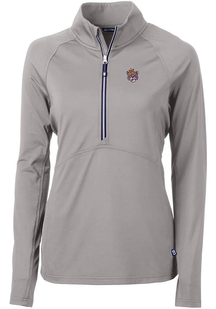 Cutter and Buck LSU Tigers Womens Grey Adapt Eco Qtr Zip