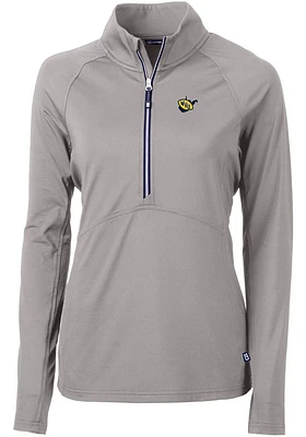 Cutter and Buck West Virginia Mountaineers Womens Grey Vault Adapt Eco Qtr Zip