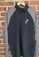 Cutter and Buck Cincinnati Bearcats Mens Black Response Hybrid Long Sleeve Qtr Zip Pullover