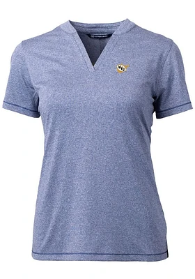 Cutter and Buck West Virginia Mountaineers Womens Navy Blue Forge Blade Short Sleeve T-Shirt
