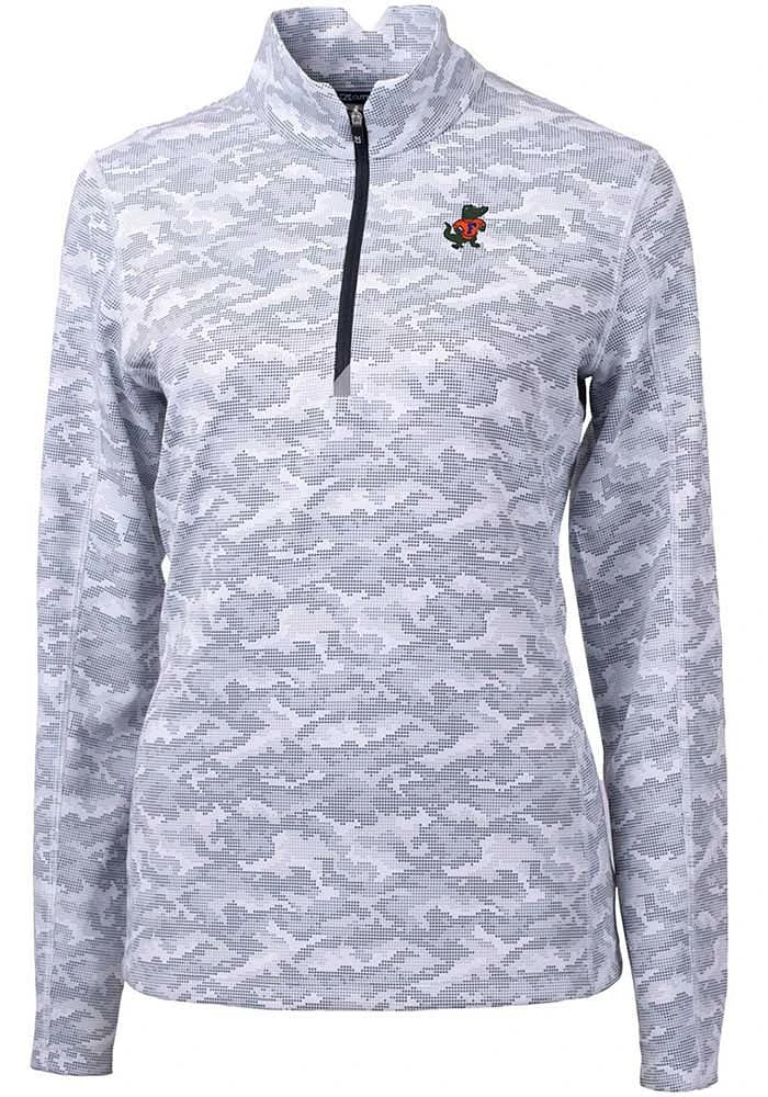 Cutter and Buck Florida Gators Womens Grey Traverse Camo Qtr Zip