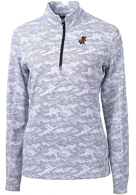Cutter and Buck Florida Gators Womens Grey Traverse Camo Qtr Zip