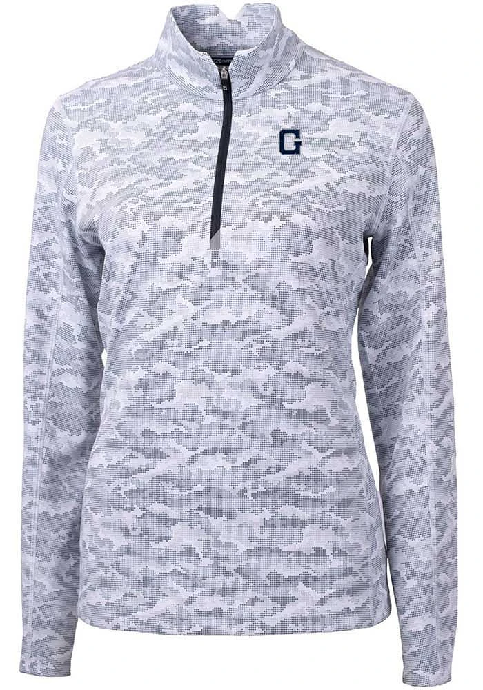 Cutter and Buck Georgetown Hoyas Womens Grey Traverse Camo Qtr Zip