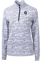 Cutter and Buck Gonzaga Bulldogs Womens Grey Traverse Camo Qtr Zip