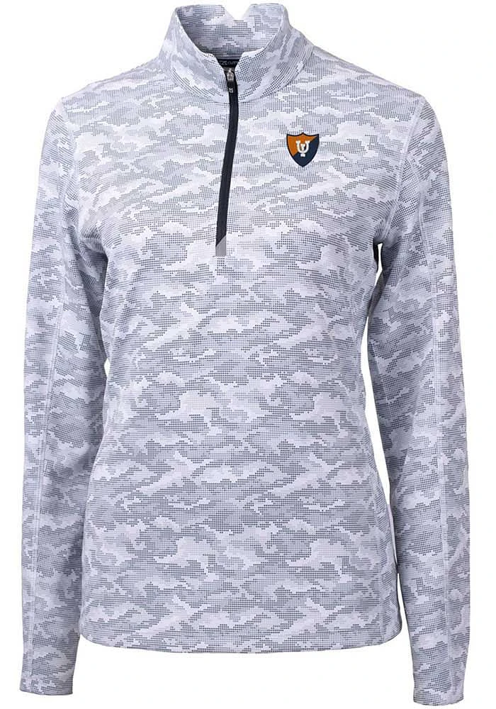 Cutter and Buck Illinois Fighting Illini Womens Grey Traverse Camo Qtr Zip