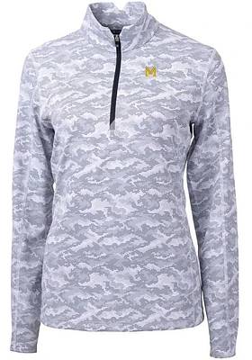 Cutter and Buck Michigan Wolverines Womens Traverse Camo Qtr Zip