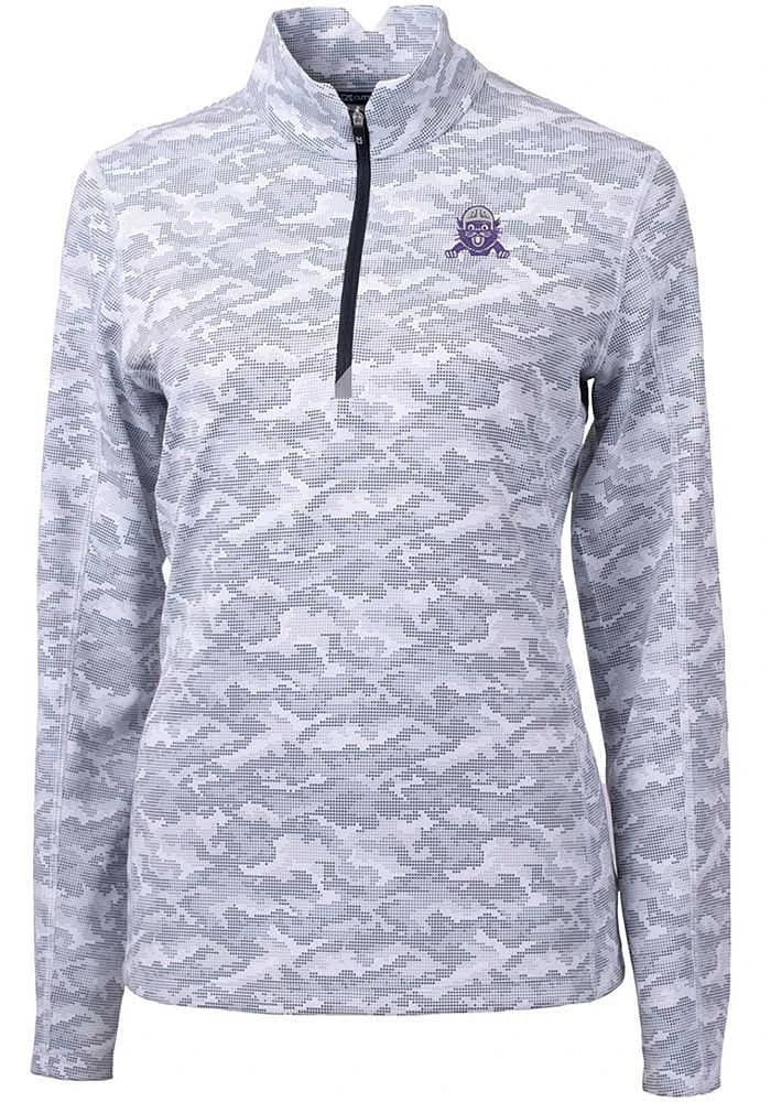 Cutter and Buck Northwestern Wildcats Womens Grey Traverse Camo Qtr Zip